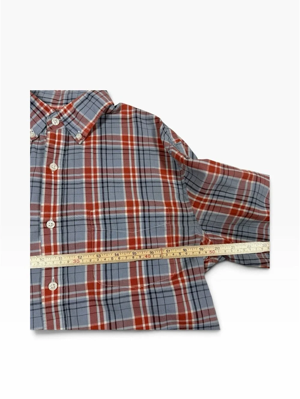 J.CREW Men’s Chambray Plaid Button-Down Long Sleeve Cotton Shirt Slim M